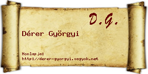 Dérer Györgyi névjegykártya